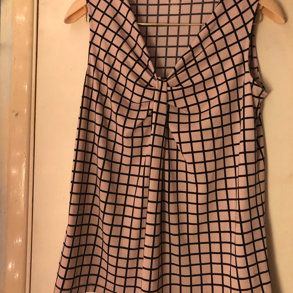 Cute pink and black blocked shirt with bow